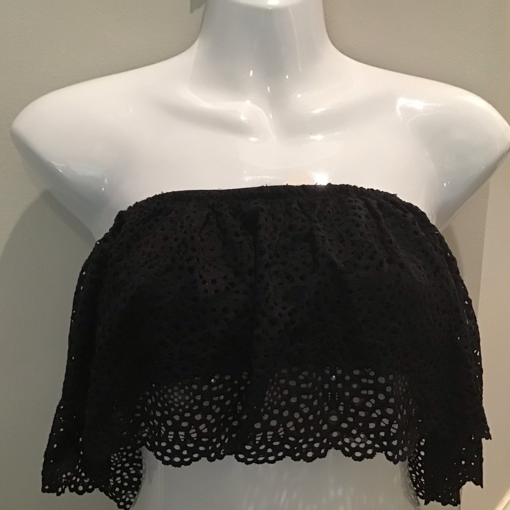 Bandeau Tube Sun Top Large Black  NWT